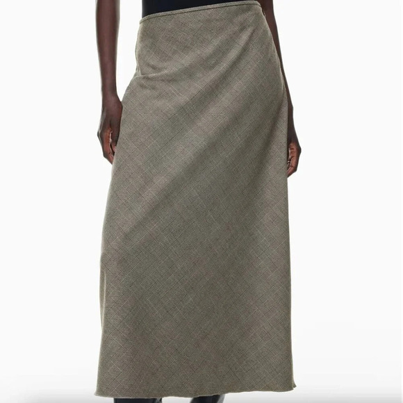 Aritzia Wilfred Devotion Twill Maxi Slip Skirt Lyle White/Black Check Size 10 - Picture 5 of 12